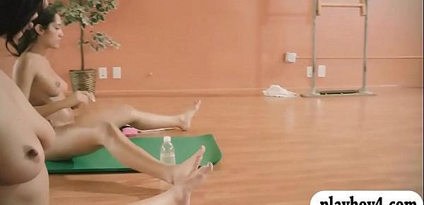  Hot babes doing yoga session while naked